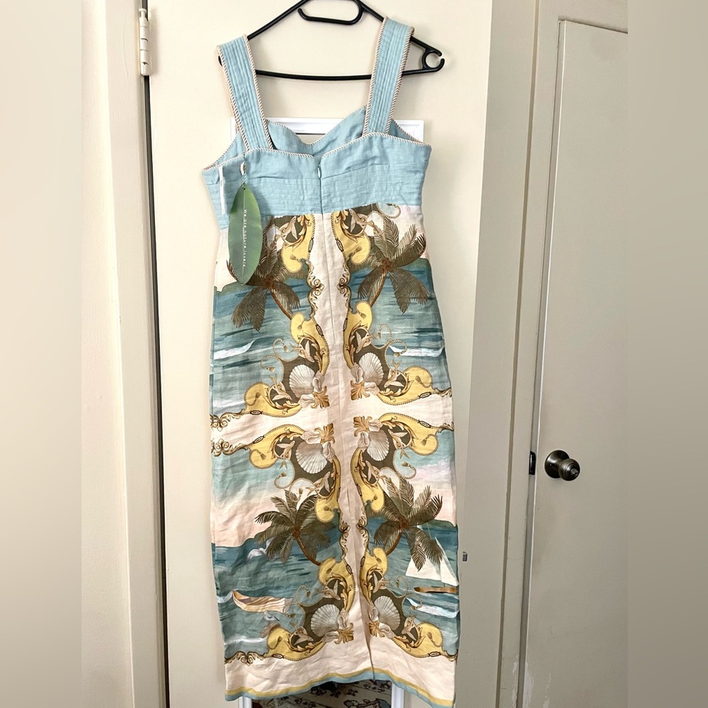 FARM Rio Royal Sea Linen Midi Dress - Royal Sea Multicolor - Picture 3 of 6